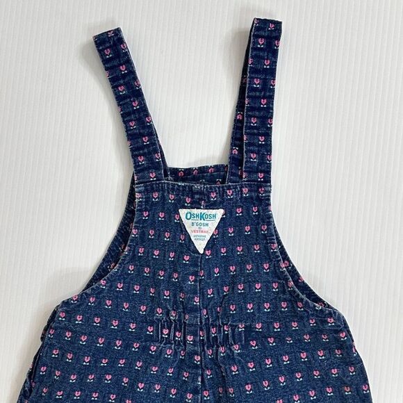 Vintage OshKosh B’gosh Denim Skirtall 6X Girls USA Made Floral Cute Americana - Picture 5 of 10